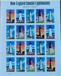New England Coastal Lighthouses forever stamps  5 sheets of 20pcs，total 100pcs