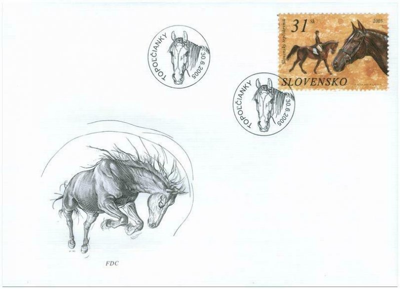 SLOVAKIA / 2005, (FDC) Preservation of Nature Horses - Slovak Warm-blood, MNH 