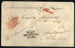 AUSTRIA 1840 WIEN RECOMMAND 18 DEC REG. STAMPLESS CVR