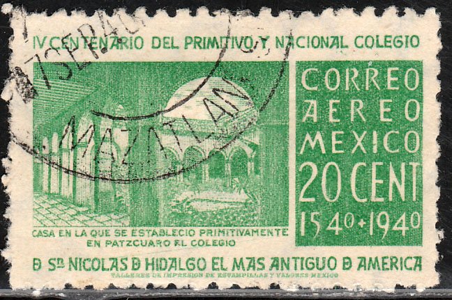 MEXICO C108 20c School of San Nicolas 1st in America Used. VF. (687)