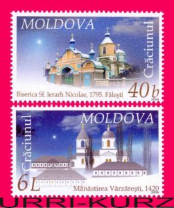 MOLDOVA 2005 Christmas Architecture Religion Buildings Church Monastery 2v MNH