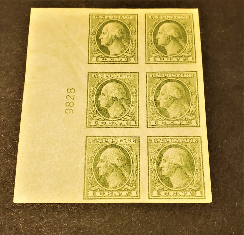 US #531 MINT PL. BLK. VF OG HR WRINKLED CV $110.00