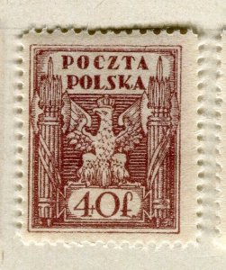 POLAND; 1919 early Eagle & Shield issue Mint hinged 40f. value