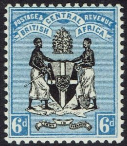 BRITISH CENTRAL AFRICA 1895 ARMS 6D NO WMK