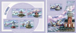 Lighthouses Leuchttürme Architecture Baustil Phares Birds Niger MNH stamp set