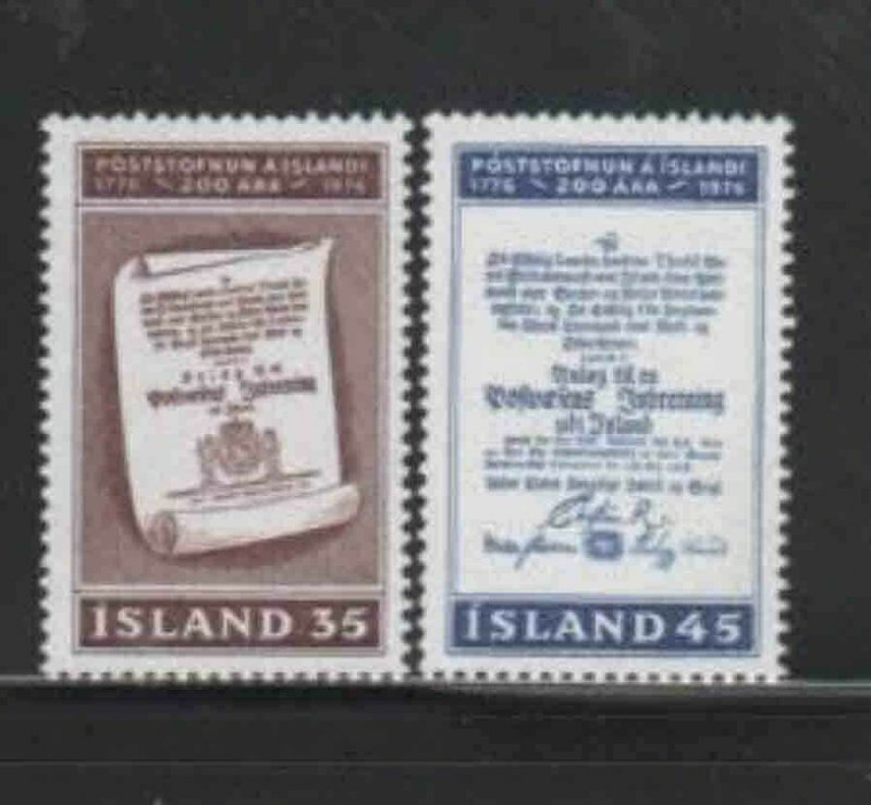 ICELAND #493-494 1976 ICELANDIC POSTAL SERVICE BICENTENNIAL MINT VF NH O.G