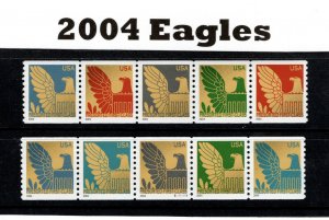  3844 - 3853. (25c) Eagle. Set of Ten /Pl# S1111111. MNH. 2004