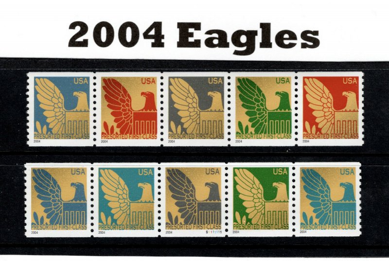  3844 - 3853. (25c) Eagle. Set of Ten /Pl# S1111111. MNH. 2004