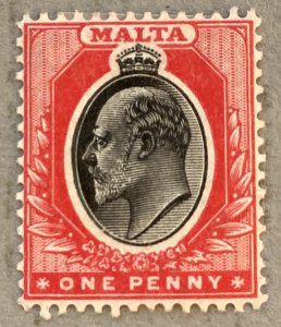 Malta 31 / 1904-1911 1p Red & Black King Edward VII KEVII Stamp, Unused, Hinged