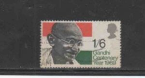 GREAT BRITAIN #600 1969 MAHATMA GANDHI F-VF USED