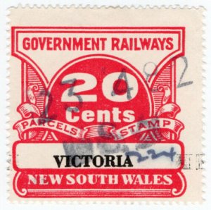 (I.B) Australia - NSW Government Railways : Parcels Stamp 20c (Victoria) 