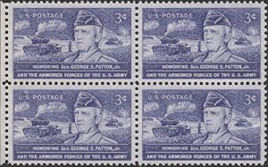 1953 General George S. Patton Jr. Block of 4 3¢ Postage Stamps, Sc#1026, MNH, OG