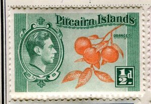 PITCAIRN ISL; 1938 early GVI Pictorial fine Mint hinged 1/2d. value