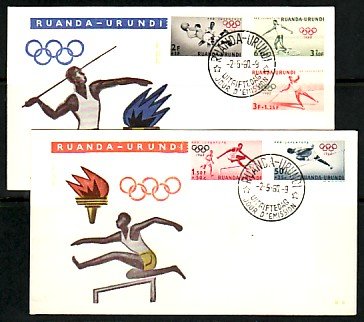 Ruanda-Urundi, Scott cat. B26-B30. Summer Olympics issue. 2 First day covers.