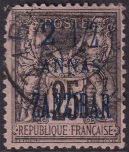 French Offices Zanzibar 1896 Sc 22 used heavy hinge