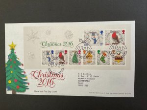 GB 2016 Christmas Miniature Sheet on First Day Cover with Tallents House S/H/S