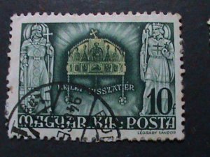 ​HUNGARY-1939 OVER 83 YEARS-VERY OLD-CROWN OF ST. STEPHEN USE STAMPS VERY FINE