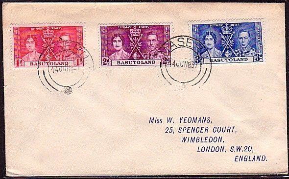 BASUTOLAND 1937 Coronation set on cover to UK ex Maseru....................35741