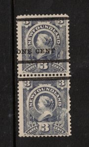 Newfoundland #75b Very Fine Mint Original Gum Hinged Pair **With Certificate**