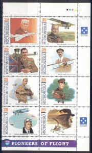 Micronesia - MNH 1993 Pioneers of Flight sheet of 8 #155 cv 4.75 Lot #1