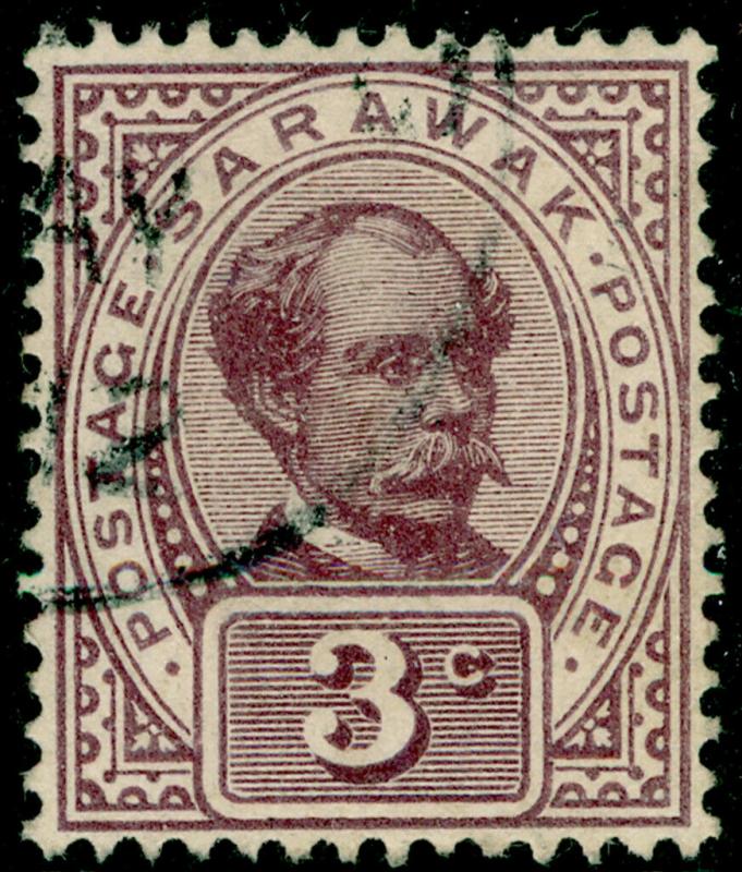 SARAWAK SG38, 3c dull purple, FINE USED.