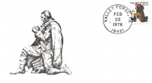 US EVENT CACHET COVER WASHINGTON KNEELING AT VALLEY FORGE PENNSYLVANIA 1978