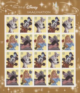 2008 US Scott# 4342-4345 42c The Art of Disney: Imagination Sheet of 20 MNH