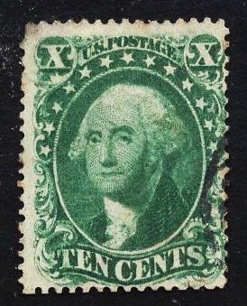 CERTIFIED US Stamp #31 10c Green Washington Type I USED SCV $1100. Crowe Cert.