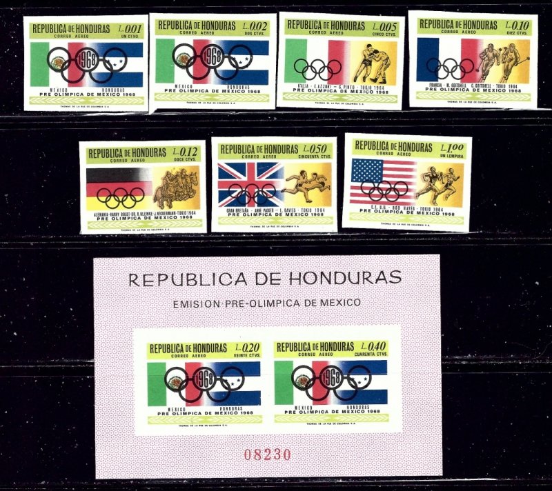 Honduras C429-35a MNH 1968 Olympics Imperf set    (ap2082)