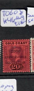 TOGO (P1504B) KGV OVPT ON GOLD COAST  20/-  SG H46  MOG 