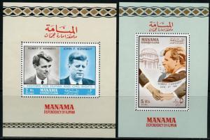 MANAMA   JOHN F. KENNEDY  & ROBERT F. KENNEDY SOUVENIR SHEETS  MINT NH