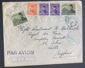 1949 Alexandria Egypt Airmail Censored cover To Royal Air Force England