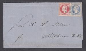 Hanover Sc 27, 28 on 1866 blue SFL invoice LÜCHOW- MÜLHEIM, blue boxed cancel,