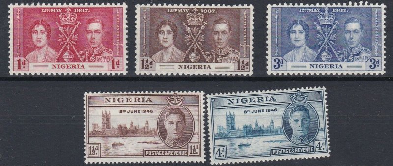 NIGERIA  1937 - 46  CORONATION & VICTORY SETS  MH