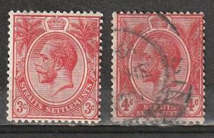 #152 Mint OGNH,154 Used Straits Settlements