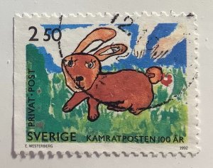 Sweden 1992 Scott 1949 used - 2.50 kr, Children's Drawings, rabbit