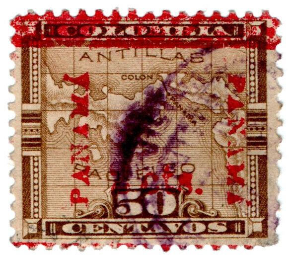 (I.B) Panama Postal : Colombia Overprint 2c on 50c