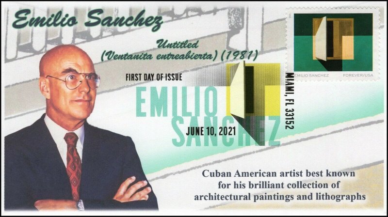 21-162, 2021, Emilio Sanchez, First Day Cover, Digital Color Postmark, Untitled,