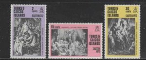 TURKS & CAICOS ISLANDS #250-252 1972 EASTER MINT VF NH O.G