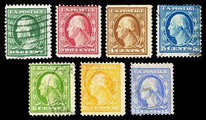 Scott 331//340 1c-15c Washington/Franklin 7 diff. Issues Used F-VF Cat $15.05