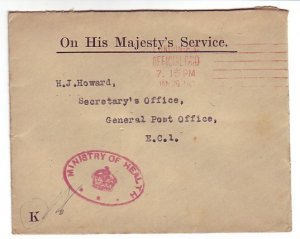 Service cover GB / UK 1921 Ministry of Health