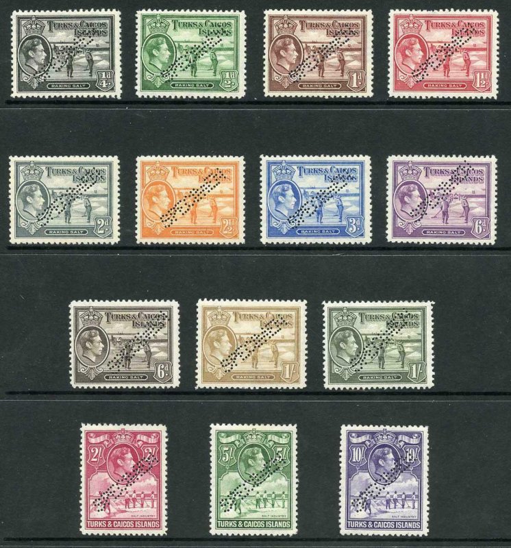 Turks and Caicos SG194s/205s 1938-45 set of 14 perf SPECIMEN