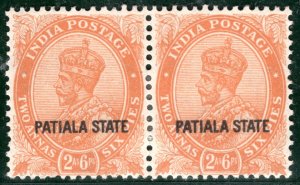 India States PATIALA KGV Stamp 2a/6p PAIR Mint MM {samwells}GRBLUE139