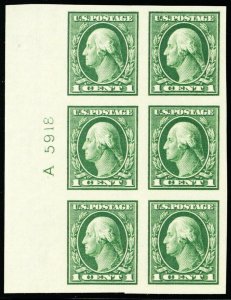 408, Mint NH Superb 1¢ A Plate Block of Six Stamps - Stuart Katz 