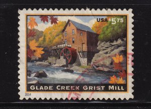 2014 Glade Creek Grist Mill WV $5.75 Sc 4927 used single stamp CV $6.50 (TU