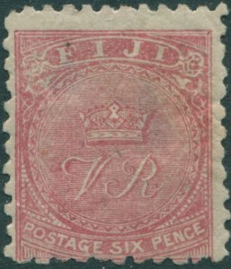 Fiji 1896 SG59 6d rose Crown and VR p11x11¾ thins on back MH