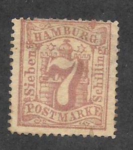 Hamburg Scott 20 Used  7s Value Numeral stamp 2018 CV $16.00