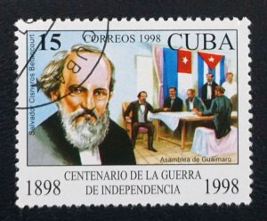 Cuba Sc# 3976  WAR FOR INDEPENDENCE  15c  SALVADOR CISNEROS 1998   used / cto