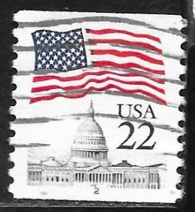 USA 2115b: 22c Flag over Capitol, PN single, #2, used, VF