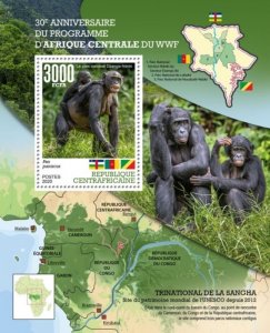Central Africa - 2020 WWF 30th Anniversary - Stamp Souvenir Sheet - CA200601b2